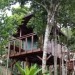Das Lake Carite Treehouse in Puerto Rico mit Terrasse und Bäumen